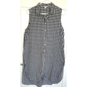 OVS Women's Linen Blend Shirt Dress Size 12/14 Button Tank Gingham Lagenlook